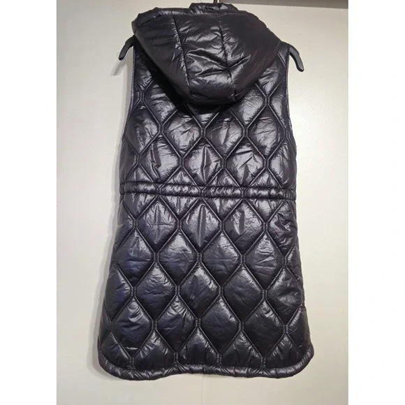 Maurices Quilted Hooded Puffer Vest Black Snap Front Pockets Size S EUC - Picture 4 of 7